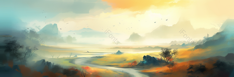 远远望去曲径通幽淡彩水墨画中国风水墨山水画,插画/手绘图,插画/手绘图库,插画/手绘图下载,插画/手绘